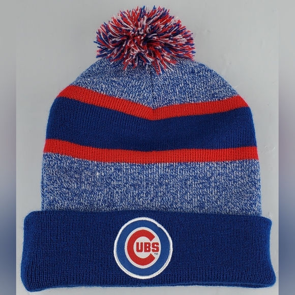 Chicago Cubs MLB SGA Jim Beam Baseball Winter Pom Knit Hat Cap Beanie - EUC - Picture 5 of 7